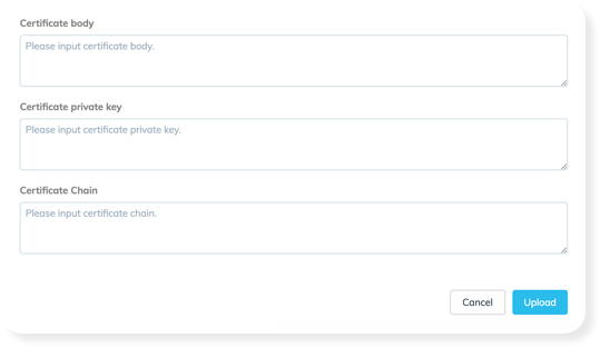 If you already have an SSL certificate, upload it to the platform